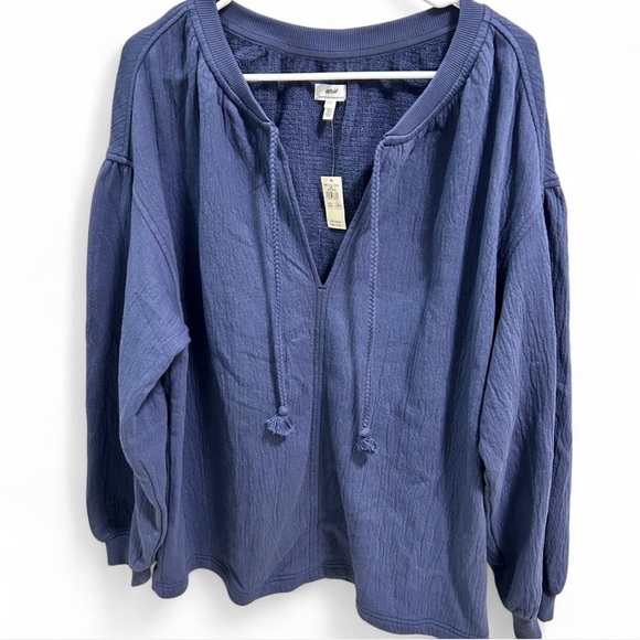 aerie Tops - Aerie Deep Blue Blouse with Cute Tassle Details, NWT, Size Small